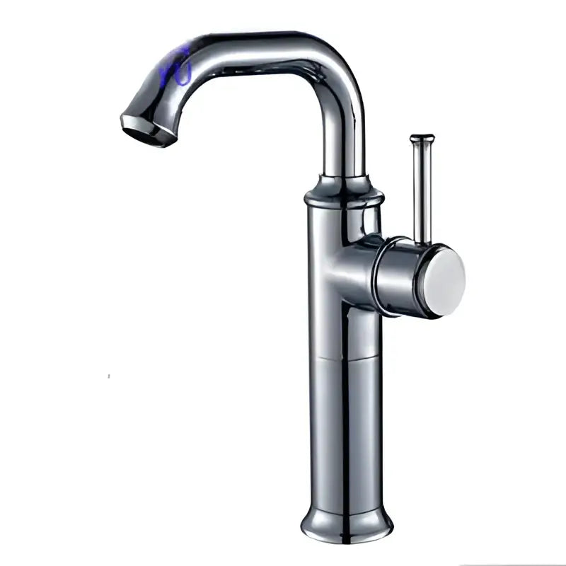 Chrome-finished single-handle basin faucet with curved spout in decorbites black antique brass for kitchen use