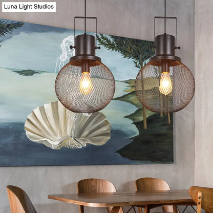 Black Antique Metal Pendant Lamp with Globe Design - Perfect for Dining Room Ceiling