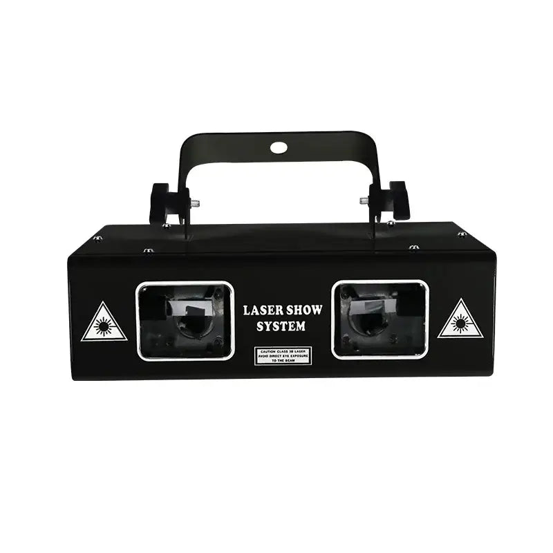 Black rectangular beam stroboscope laser with two projection units and handle for laser music light parties