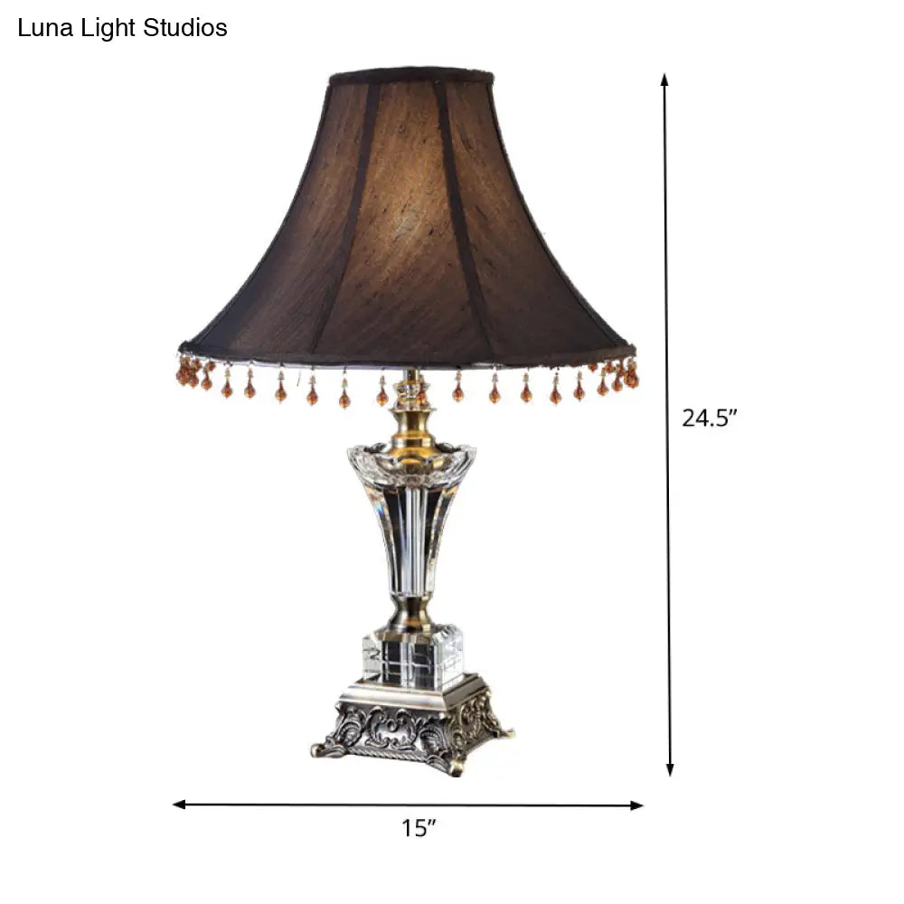 Black Bell Task Lamp: Modern 1 Bulb Table Light with Bronze Metal Base