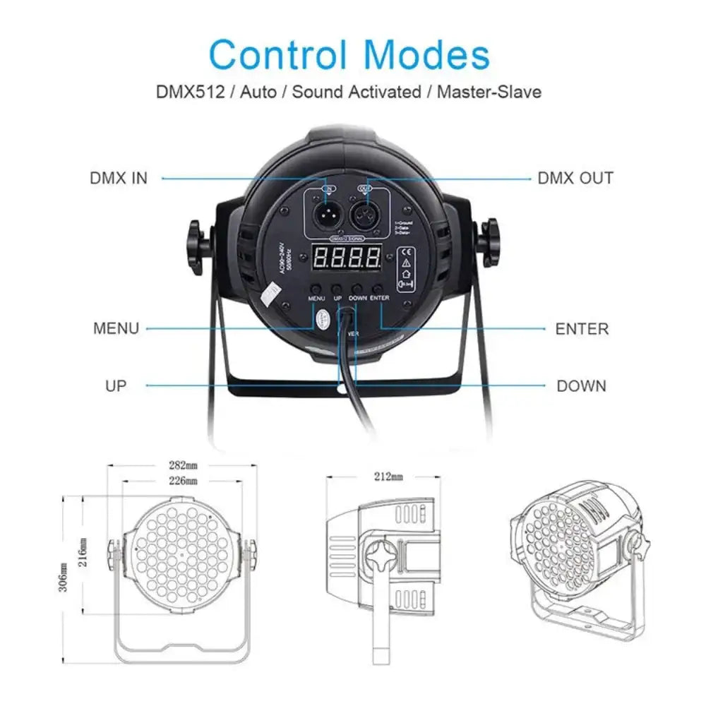 Black decorbites big dipper led par light with stand featuring multiple control buttons and digital display for stage lighting