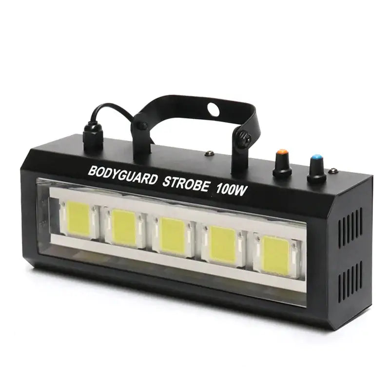 Black bodyguard 100w strobe light with five yellow panels featuring auto sound control for dynamic lighting effects