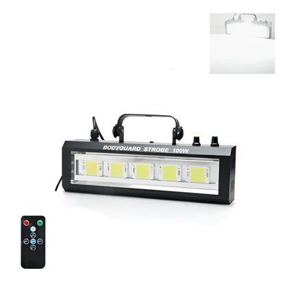 Black bodyguard 100w strobe light with six yellowish white leds, handle, and auto sound control for easy use