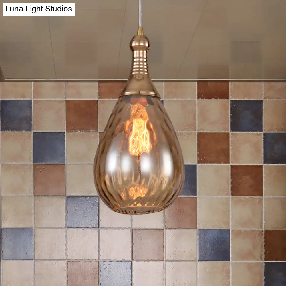 ديكوربايتس™ مصباح سقف على شكل دمعة أسود/نحاسي صناعي شفاف/كهرماني/رمادي زجاجي مائي، مصباح واحد معلق لغرفة النوم