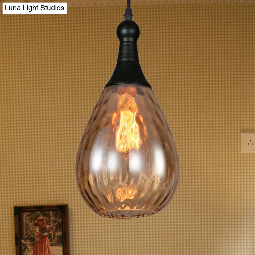 ديكوربايتس™ مصباح سقف على شكل دمعة أسود/نحاسي صناعي شفاف/كهرماني/رمادي زجاجي مائي، مصباح واحد معلق لغرفة النوم