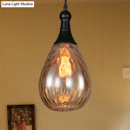 ديكوربايتس™ مصباح سقف على شكل دمعة أسود/نحاسي صناعي شفاف/كهرماني/رمادي زجاجي مائي، مصباح واحد معلق لغرفة النوم