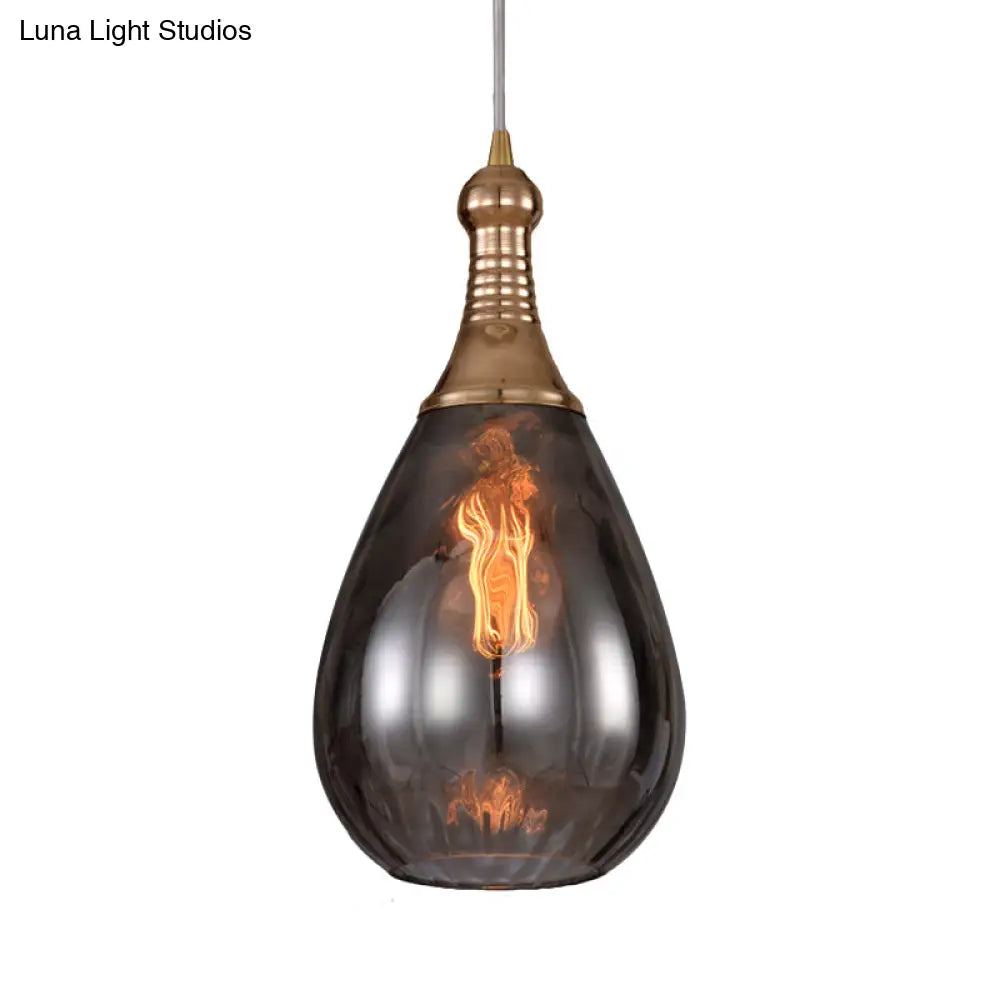 ديكوربايتس™ مصباح سقف على شكل دمعة أسود/نحاسي صناعي شفاف/كهرماني/رمادي زجاجي مائي، مصباح واحد معلق لغرفة النوم