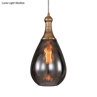 ديكوربايتس™ مصباح سقف على شكل دمعة أسود/نحاسي صناعي شفاف/كهرماني/رمادي زجاجي مائي، مصباح واحد معلق لغرفة النوم