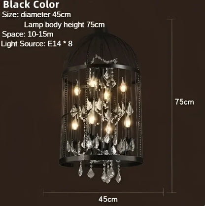Black and bronze iron birdcage crystal chandelier with multiple e14 bulbs for dining room decorbites iron birdcage