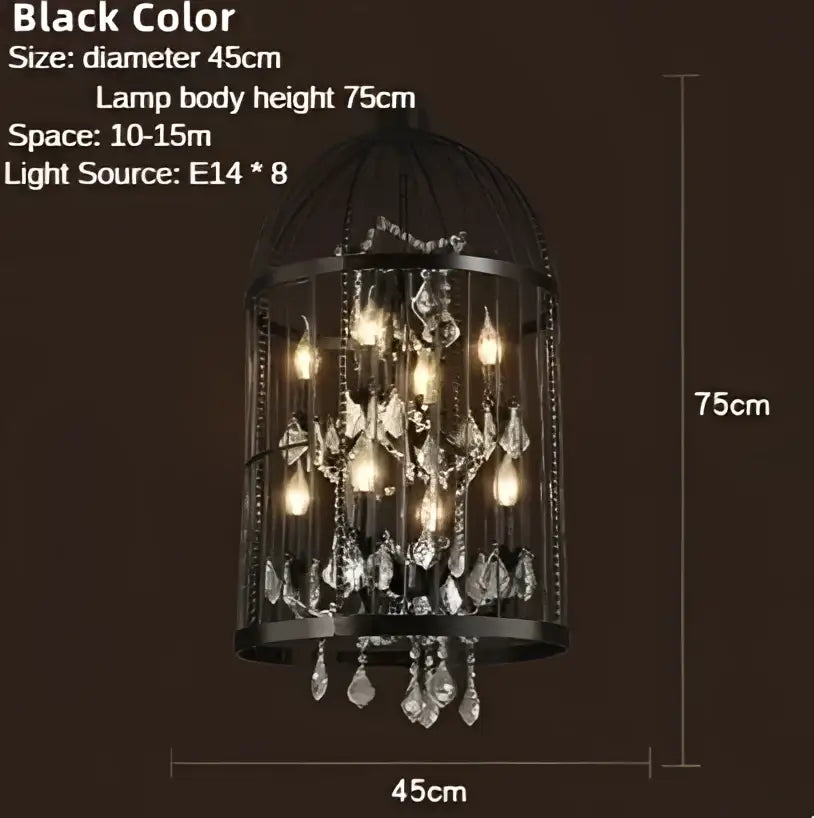 Black and bronze iron birdcage crystal chandelier with multiple e14 bulbs for dining room decorbites iron birdcage