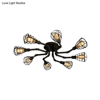 DecorBites™ DecorBites™ Luminaria semiempotrada de tubo trenzado de metal negro/bronce para restaurante - 4/6/8 bombillas