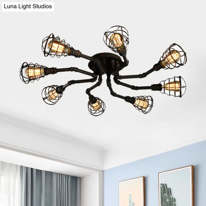 DecorBites™ DecorBites™ Luminaria semiempotrada de tubo trenzado de metal negro/bronce para restaurante - 4/6/8 bombillas