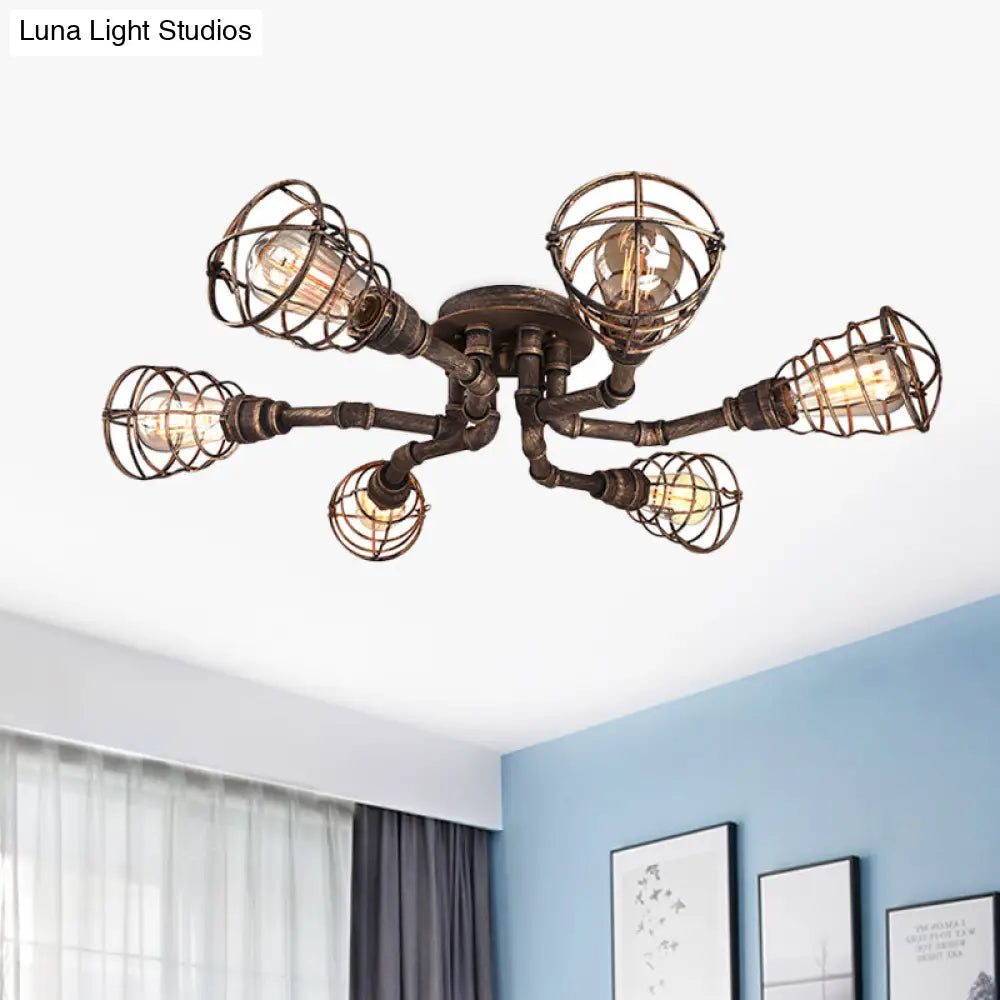 DecorBites™ DecorBites™ Luminaria semiempotrada de tubo trenzado de metal negro/bronce para restaurante - 4/6/8 bombillas