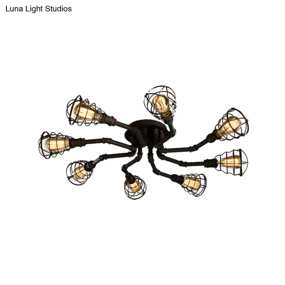 DecorBites™ DecorBites™ Luminaria semiempotrada de tubo trenzado de metal negro/bronce para restaurante - 4/6/8 bombillas