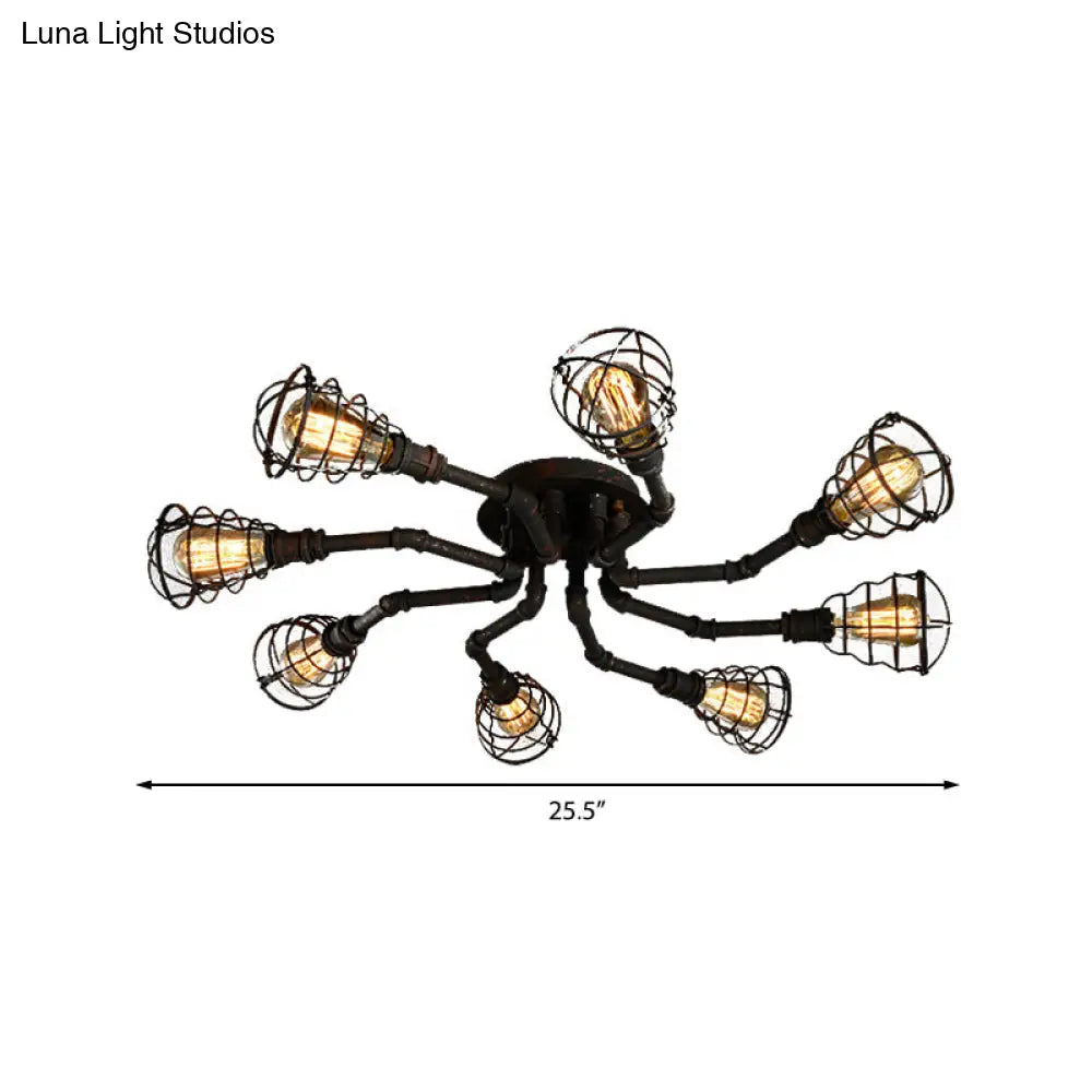 DecorBites™ DecorBites™ Luminaria semiempotrada de tubo trenzado de metal negro/bronce para restaurante - 4/6/8 bombillas