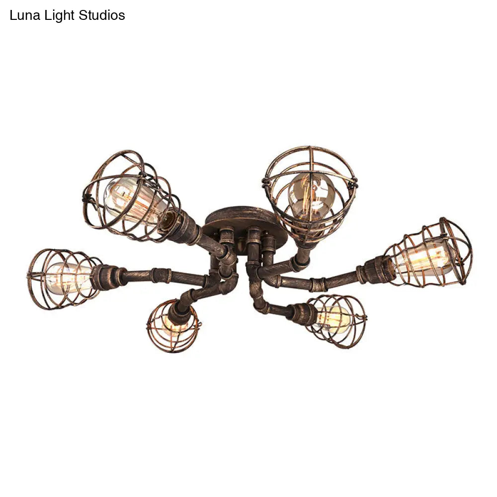 DecorBites™ DecorBites™ Luminaria semiempotrada de tubo trenzado de metal negro/bronce para restaurante - 4/6/8 bombillas