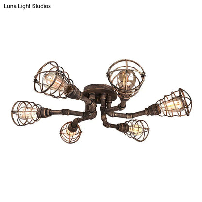 DecorBites™ DecorBites™ Luminaria semiempotrada de tubo trenzado de metal negro/bronce para restaurante - 4/6/8 bombillas