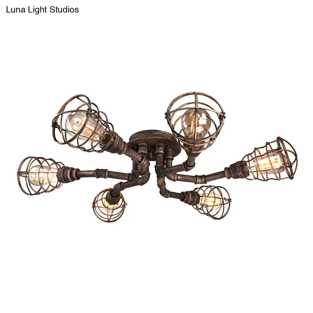 DecorBites™ DecorBites™ Luminaria semiempotrada de tubo trenzado de metal negro/bronce para restaurante - 4/6/8 bombillas