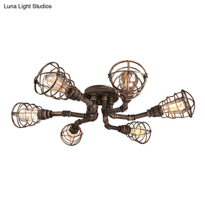 DecorBites™ DecorBites™ Luminaria semiempotrada de tubo trenzado de metal negro/bronce para restaurante - 4/6/8 bombillas