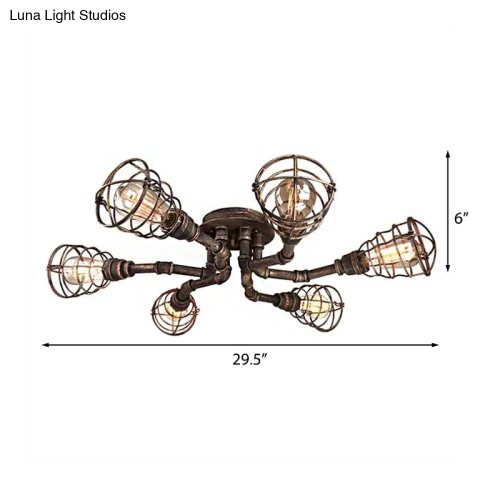 DecorBites™ DecorBites™ Luminaria semiempotrada de tubo trenzado de metal negro/bronce para restaurante - 4/6/8 bombillas