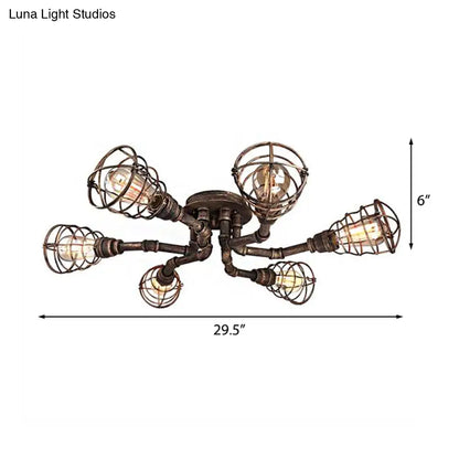 DecorBites™ DecorBites™ Luminaria semiempotrada de tubo trenzado de metal negro/bronce para restaurante - 4/6/8 bombillas