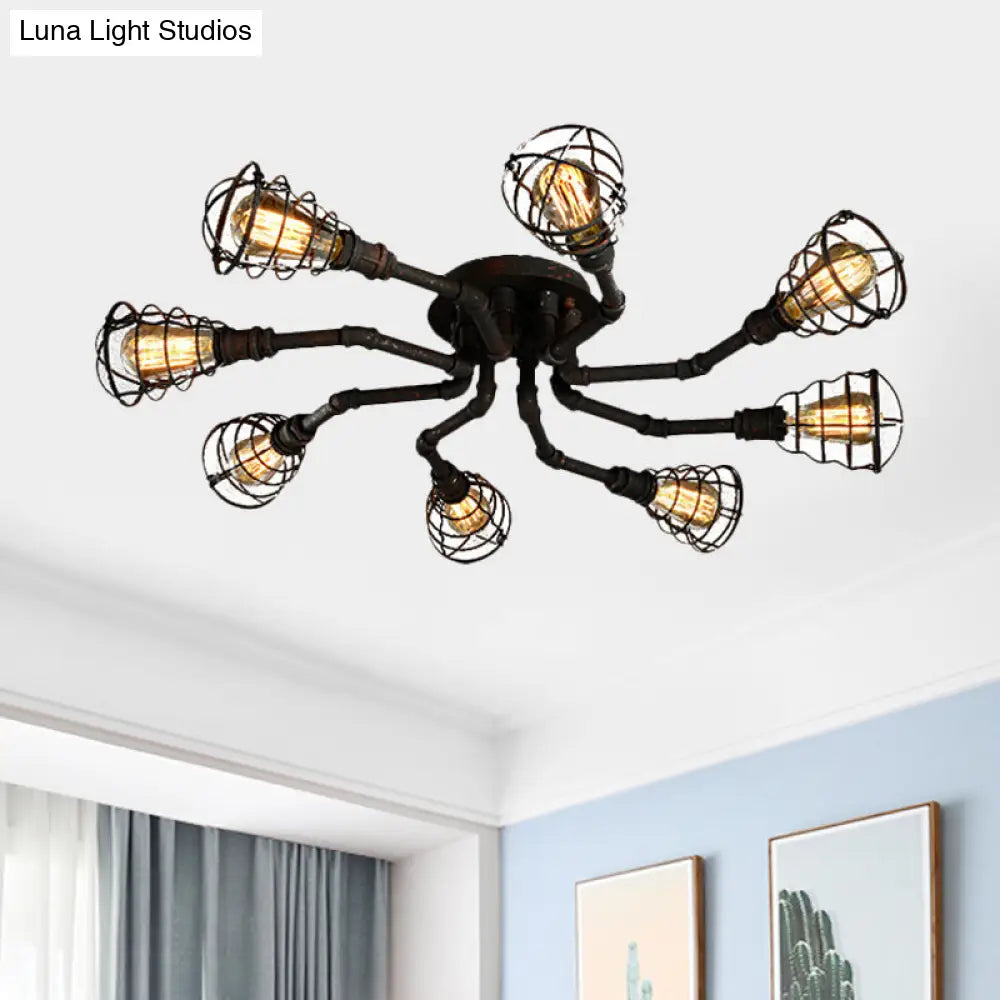 DecorBites™ DecorBites™ Luminaria semiempotrada de tubo trenzado de metal negro/bronce para restaurante - 4/6/8 bombillas