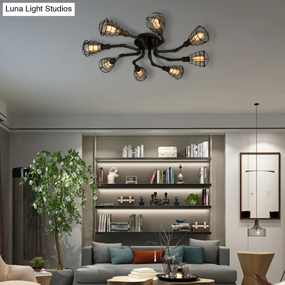 DecorBites™ DecorBites™ Luminaria semiempotrada de tubo trenzado de metal negro/bronce para restaurante - 4/6/8 bombillas