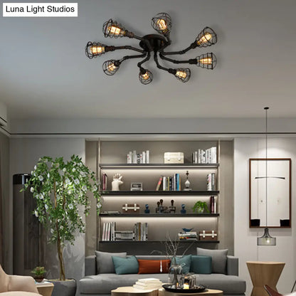 DecorBites™ DecorBites™ Luminaria semiempotrada de tubo trenzado de metal negro/bronce para restaurante - 4/6/8 bombillas