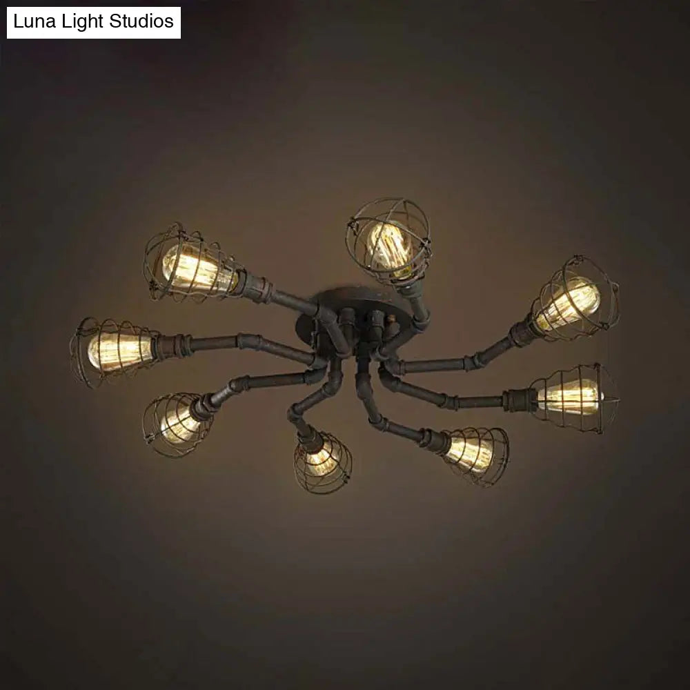 DecorBites™ DecorBites™ Luminaria semiempotrada de tubo trenzado de metal negro/bronce para restaurante - 4/6/8 bombillas