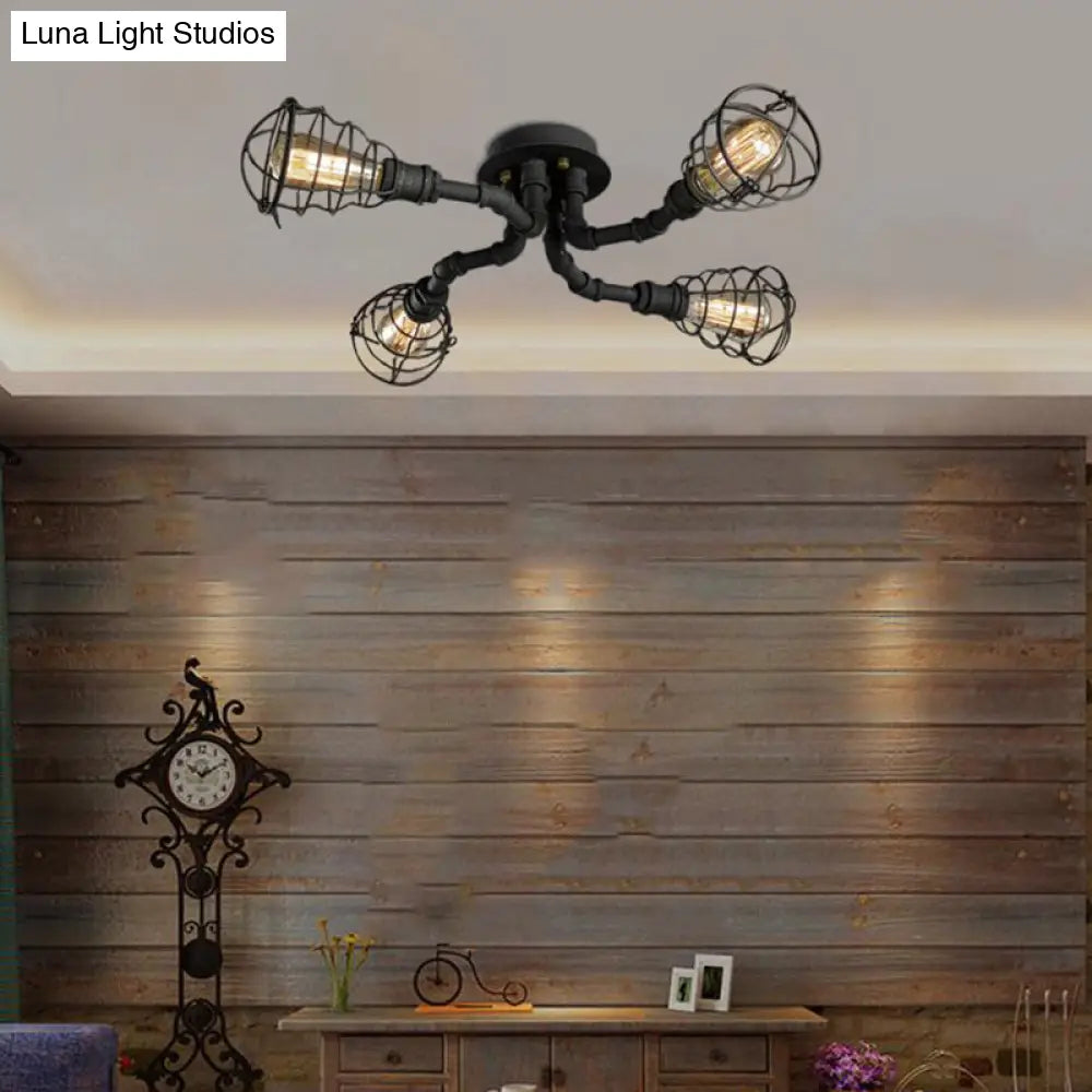 DecorBites™ DecorBites™ Luminaria semiempotrada de tubo trenzado de metal negro/bronce para restaurante - 4/6/8 bombillas