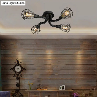 DecorBites™ DecorBites™ Luminaria semiempotrada de tubo trenzado de metal negro/bronce para restaurante - 4/6/8 bombillas