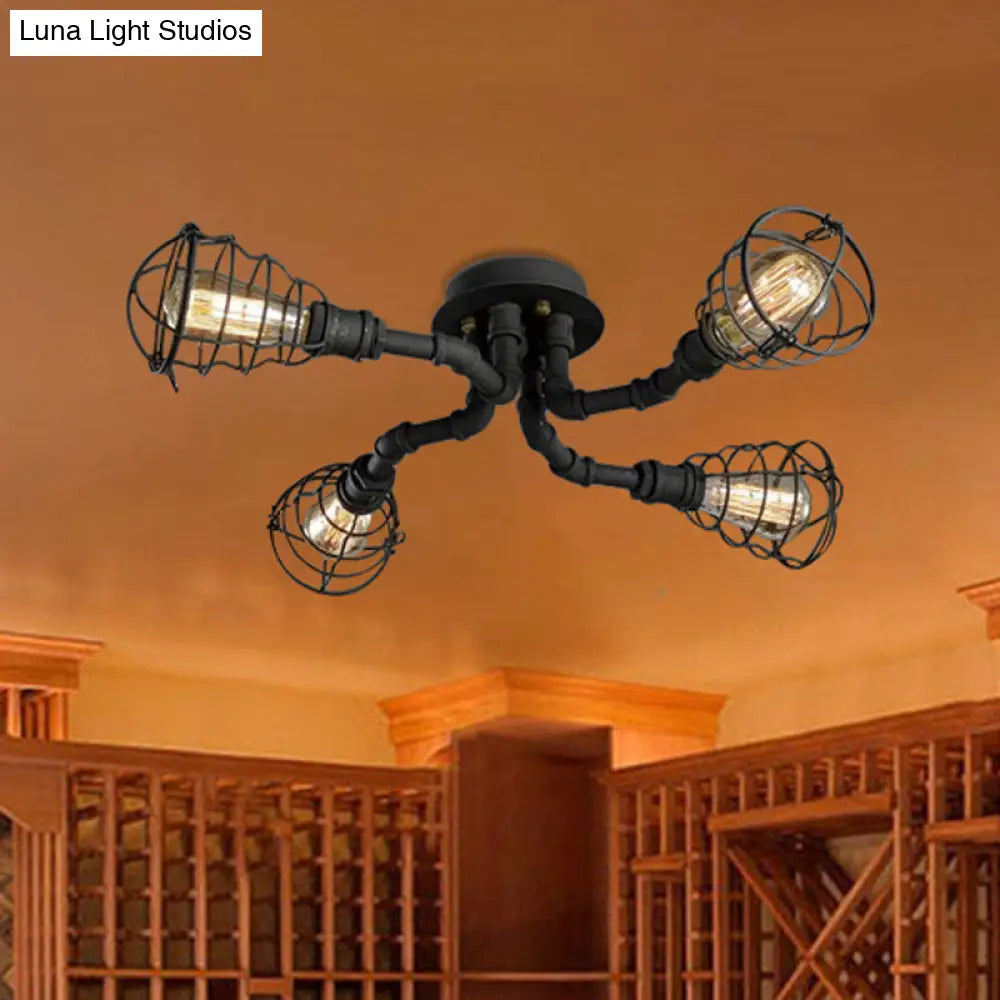 DecorBites™ DecorBites™ Luminaria semiempotrada de tubo trenzado de metal negro/bronce para restaurante - 4/6/8 bombillas