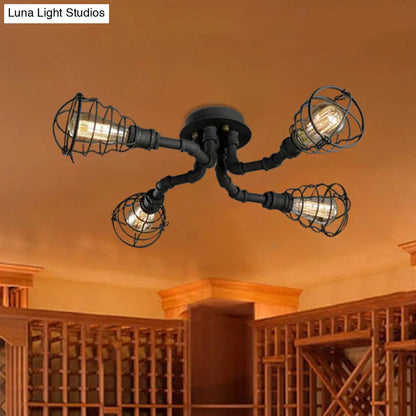 DecorBites™ DecorBites™ Luminaria semiempotrada de tubo trenzado de metal negro/bronce para restaurante - 4/6/8 bombillas