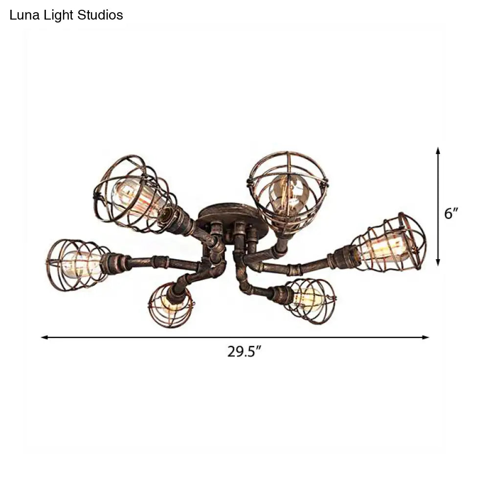 DecorBites™ DecorBites™ Luminaria semiempotrada de tubo trenzado de metal negro/bronce para restaurante - 4/6/8 bombillas