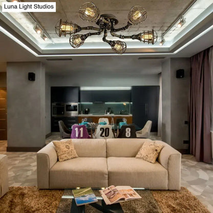 DecorBites™ DecorBites™ Luminaria semiempotrada de tubo trenzado de metal negro/bronce para restaurante - 4/6/8 bombillas