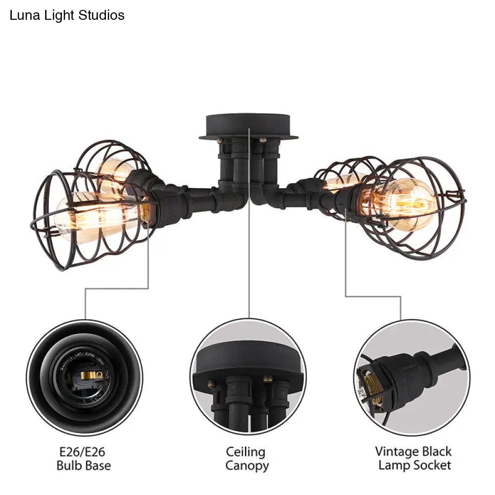 DecorBites™ DecorBites™ Luminaria semiempotrada de tubo trenzado de metal negro/bronce para restaurante - 4/6/8 bombillas