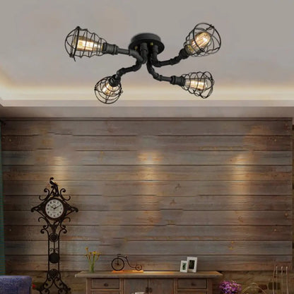 DecorBites™ DecorBites™ Luminaria semiempotrada de tubo trenzado de metal negro/bronce para restaurante - 4/6/8 bombillas