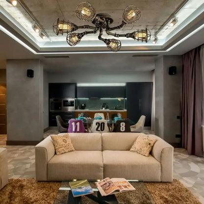 DecorBites™ DecorBites™ Luminaria semiempotrada de tubo trenzado de metal negro/bronce para restaurante - 4/6/8 bombillas