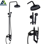 Black bronze rainfall shower mixer tap with handheld spray and black matte finish shower mixer faucet system