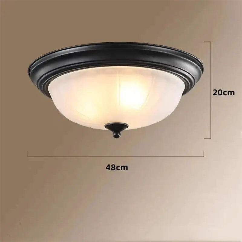 Black bronze ceiling light with frosted ribbed glass dome ideal for kitchen and bedroom by DecorBites