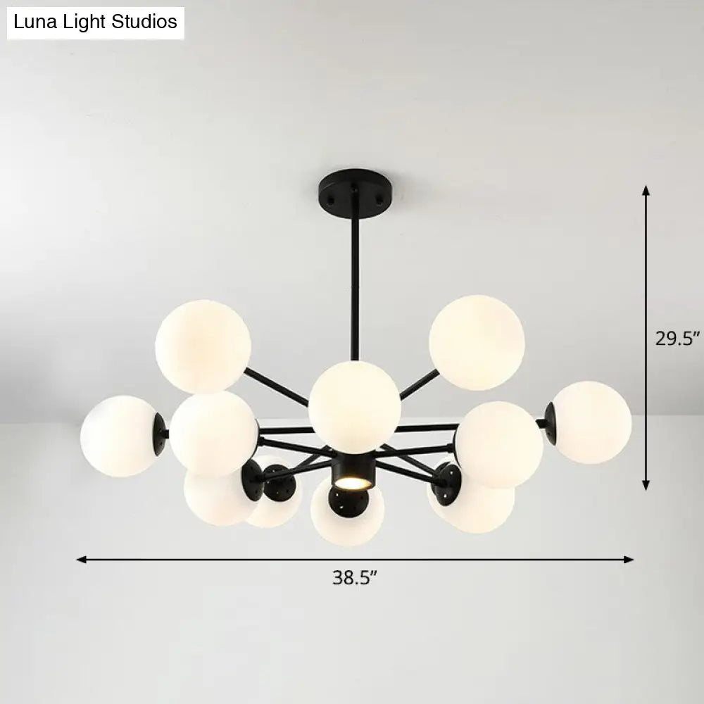 Black Bubbles Chandelier Lighting with Nordic Frosted White Glass - Perfect for Dining Room