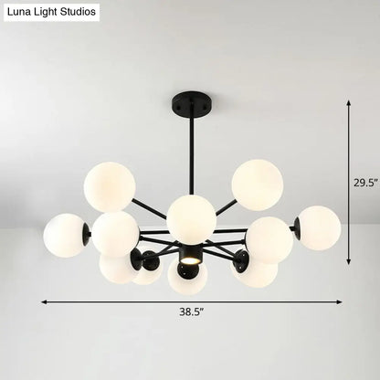 Black Bubbles Chandelier Lighting with Nordic Frosted White Glass - Perfect for Dining Room