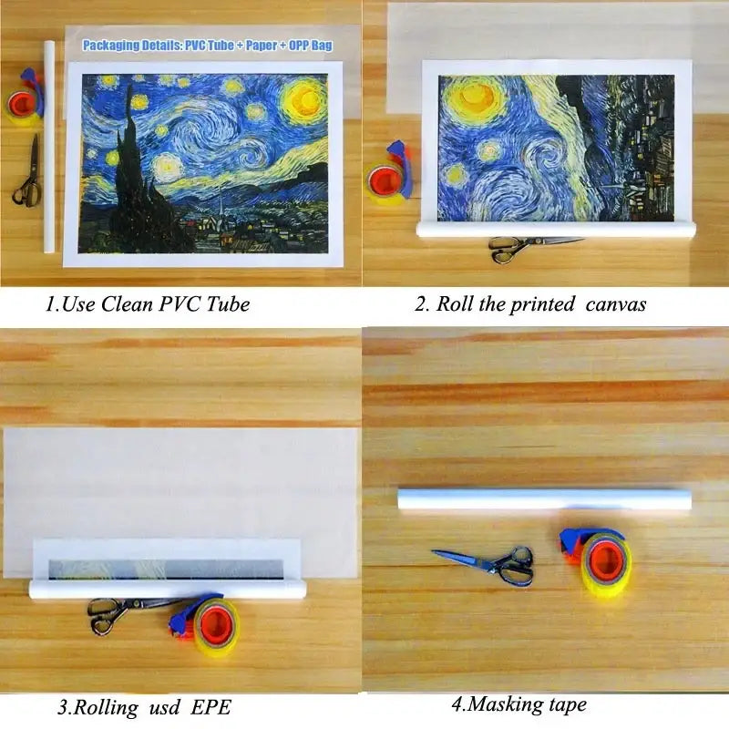 Decorbites™ black cat reading music poster on printed canvas featuring van gogh starry night swirling skies