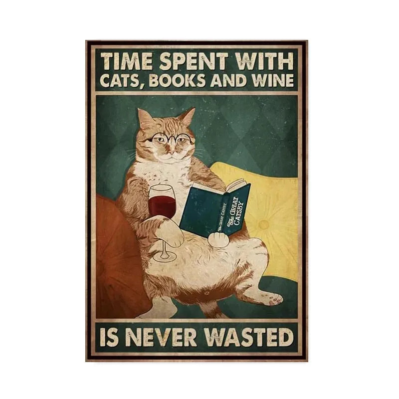 Black Cat Reading Music Poster for Home Decor - 7760 / 30X45cm No Frame - Posters