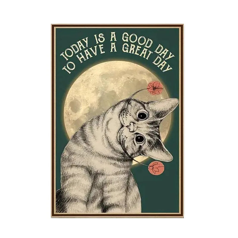 Black Cat Reading Music Poster for Home Decor - 7765 / 60x90cm No Frame - Posters