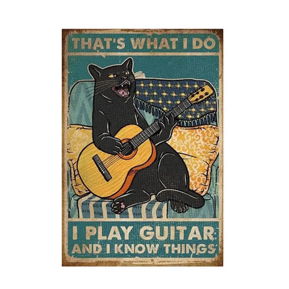Black Cat Reading Music Poster for Home Decor - 7769 / 60x90cm No Frame - Posters