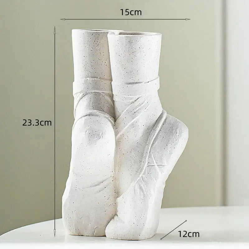 White textured ceramic ballet shoes vase shaped like shoes for bedroom decor
