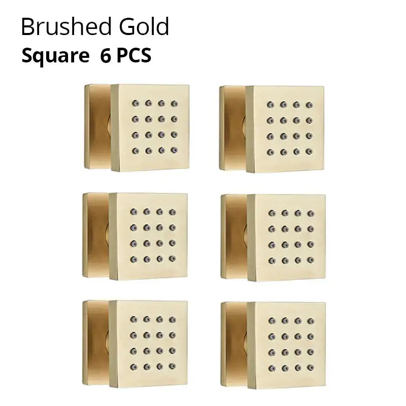 Brushed gold square glass door hardware pieces complement decorbites brass body round shower spa jets bathroom set