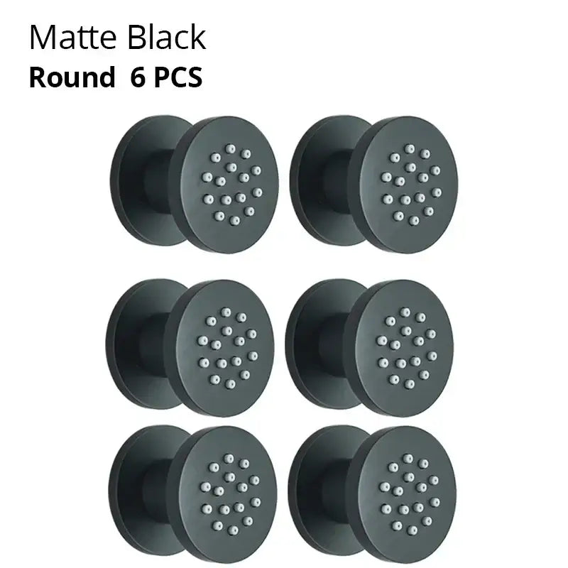 Matte black round showerhead set of six with brass body for spa jets bathroom decorbites brass body round design
