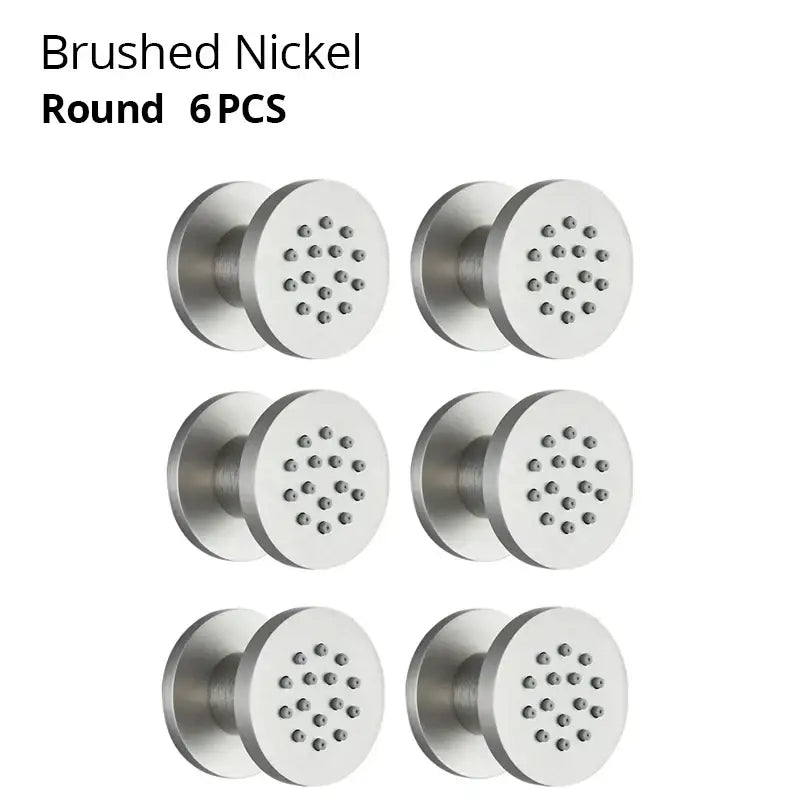 Six brushed nickel round knobs in brass body round finish for decorbites brass body round shower spa jets bathroom use